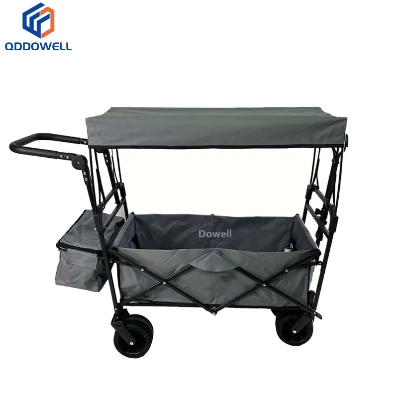 Collapsible canopy folding wagon cart outdoor utility garden camping cart (Opened for Use)
