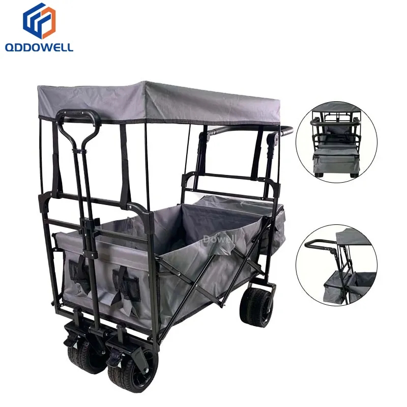 Collapsible canopy folding wagon cart outdoor utility garden camping cart (Accessories Shown)