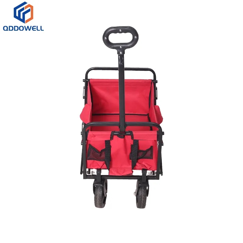 Folded View Of Outdoor Picnic Camping Folding Wagon Garden Beach Cart Collapsible Utility Wagon